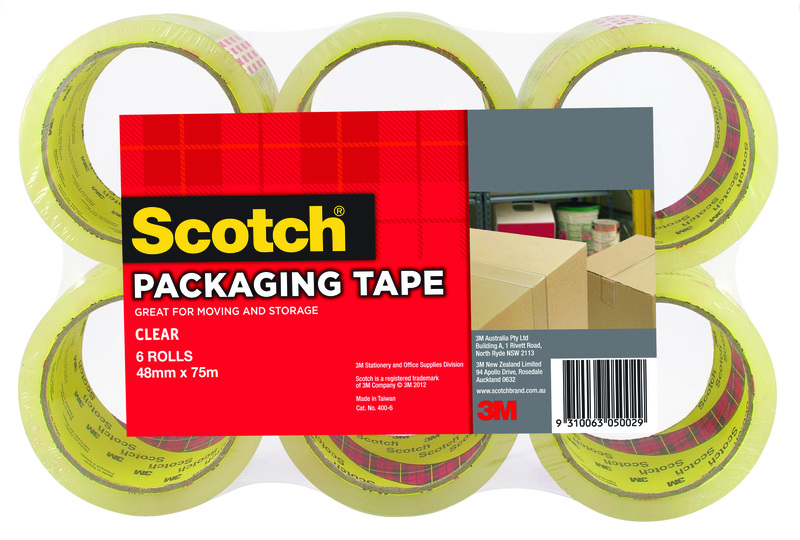 3M SCOTCH 400 PACKAGING TAPE ROLL 48MMx75M CLEAR PACK OF 6