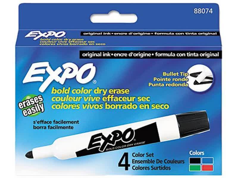 EXPO BLACK BULLET TIP WHITEBOARD MARKER PACK OF 4