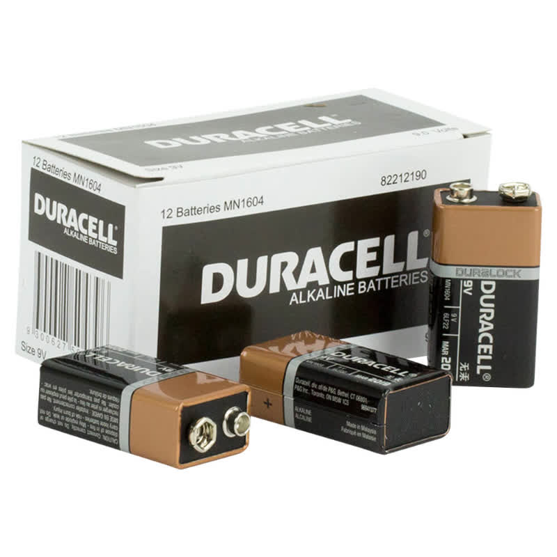 DURACELL ALKALINE BATTERY 9V BULK BOX OF 12