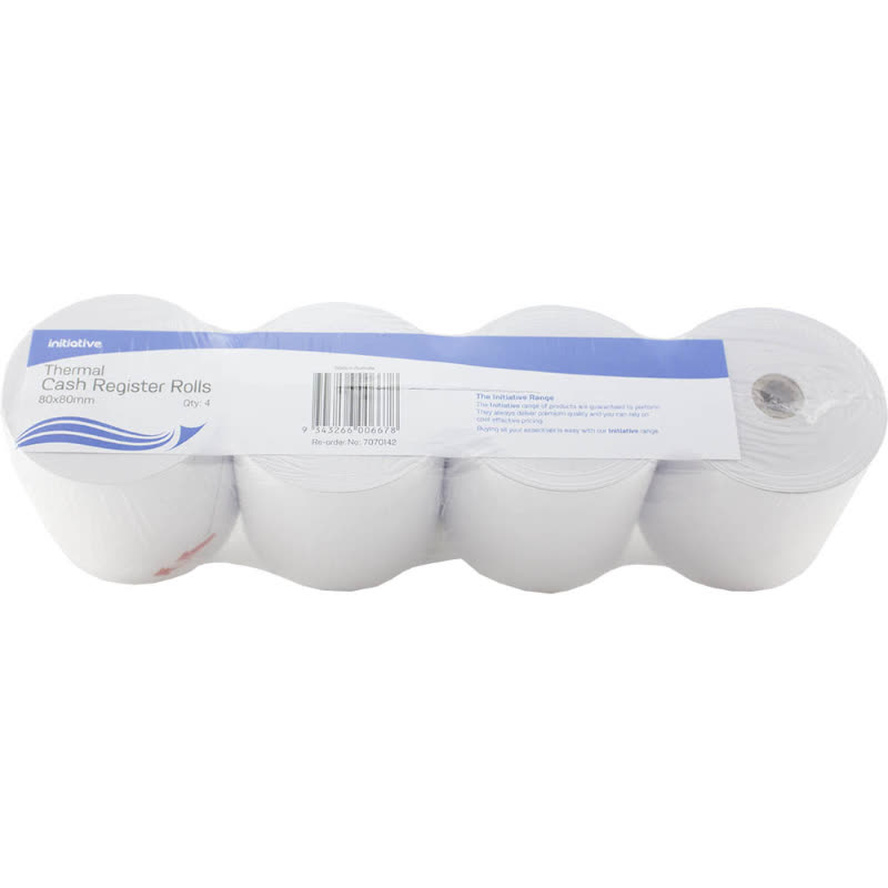 INITIATIVE THERMAL CASH REGISTER ROLLS 80x80x11.5MM PACK OF 4