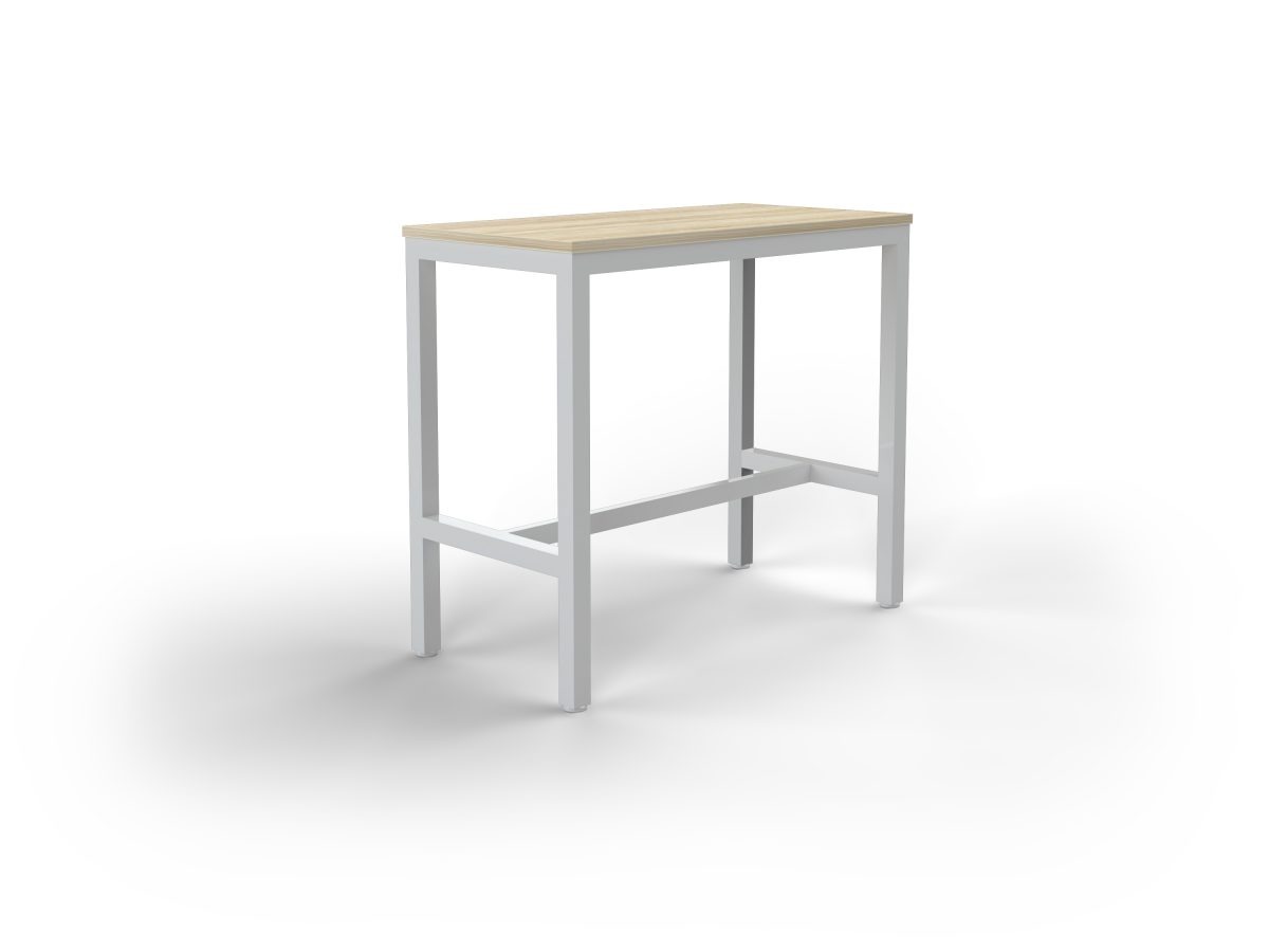 Axis Bar Leaner 1200 x 600mm. White Frame, New Oak top
